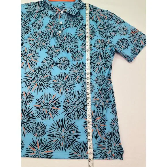 Oahu Golf Apparel Wana Sea Urchin Print Polo Shirt Men’s Size XL UPF 50+ - Picture 7 of 8